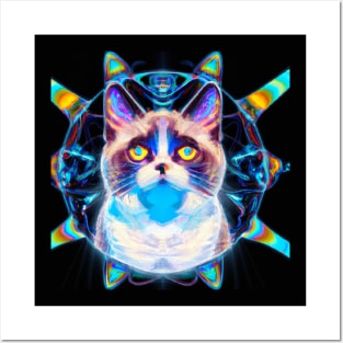 Psychedelic Space Kitty Posters and Art